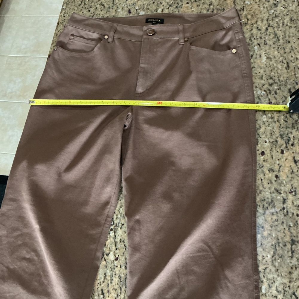 Escada Brown Pants with Gold Logo Plaque EU40Long - Picture 8 of 11